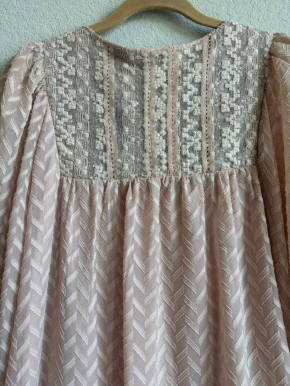 Anthropologie One September Blush Pink Chevron Jacquard Mini Dress Medium - Picture 5 of 12